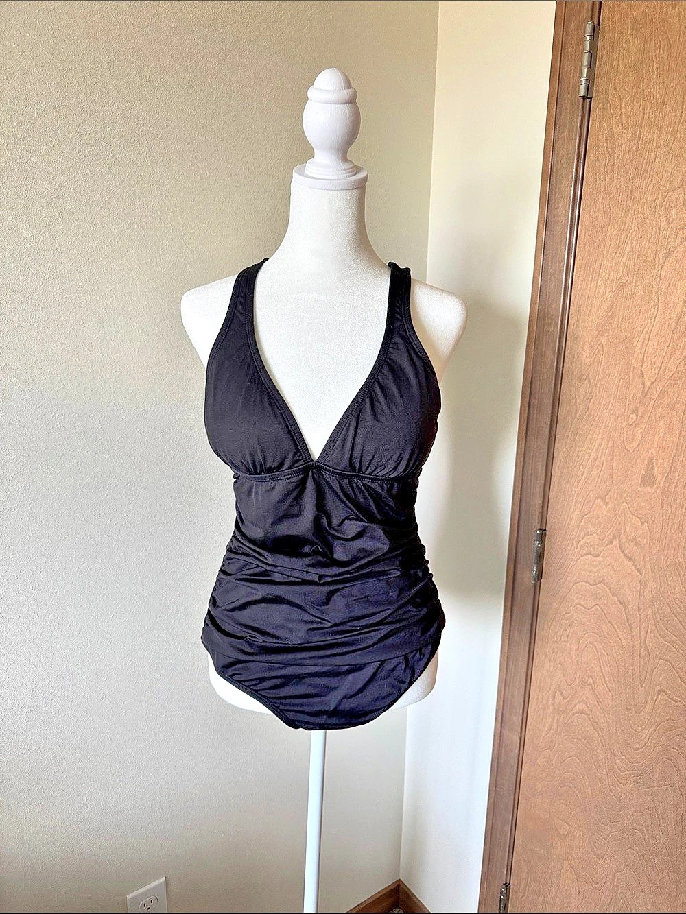 The Ruched Backflip Black Ruched One-Piece Swimsuit